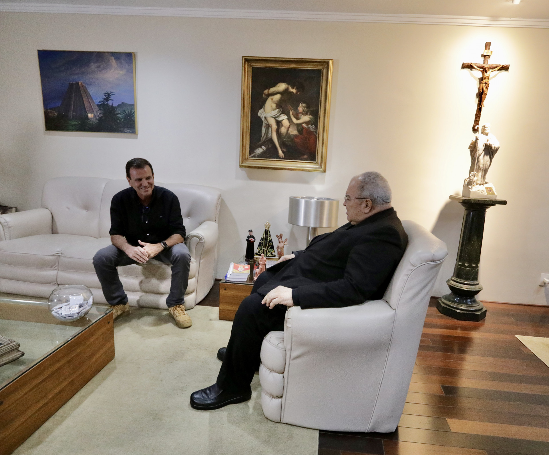 Eduardo Paes se encontra com o arcebispo do Rio de Janeiro, Dom Orani Tempesta, nesta segunda-feira (23)
 - Divulgação