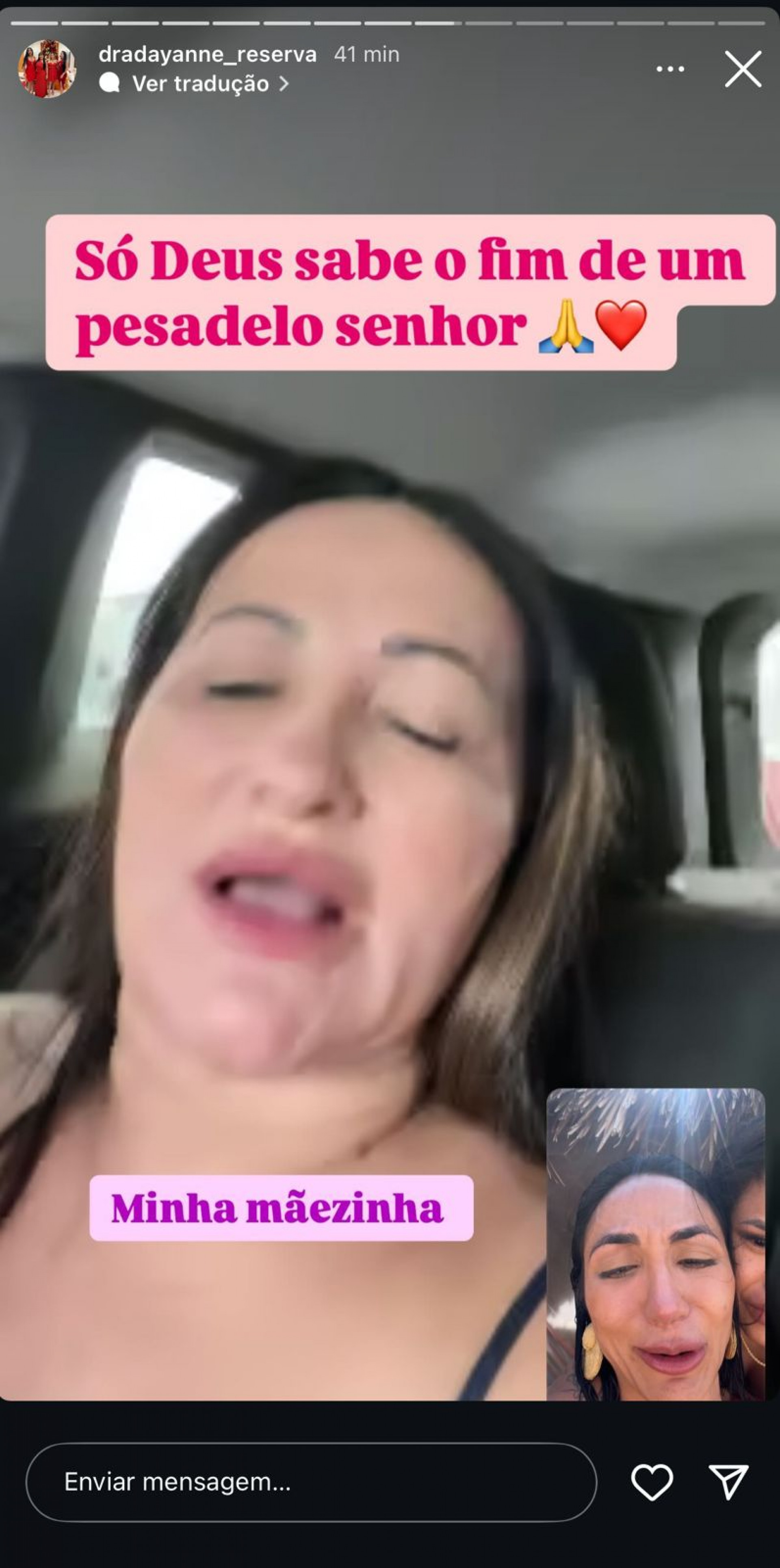 Solange Bezerra em ligação de vídeo com  Dayanne Bezerra - Reprodução Instagram