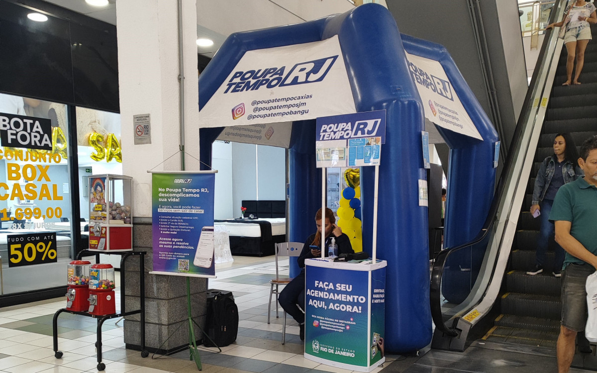 Até o dia 4 de outubro, ação social do Poupa tempo Rj, com várias consultas, isenções e agendamento de documentações, no 1 piso do shopping