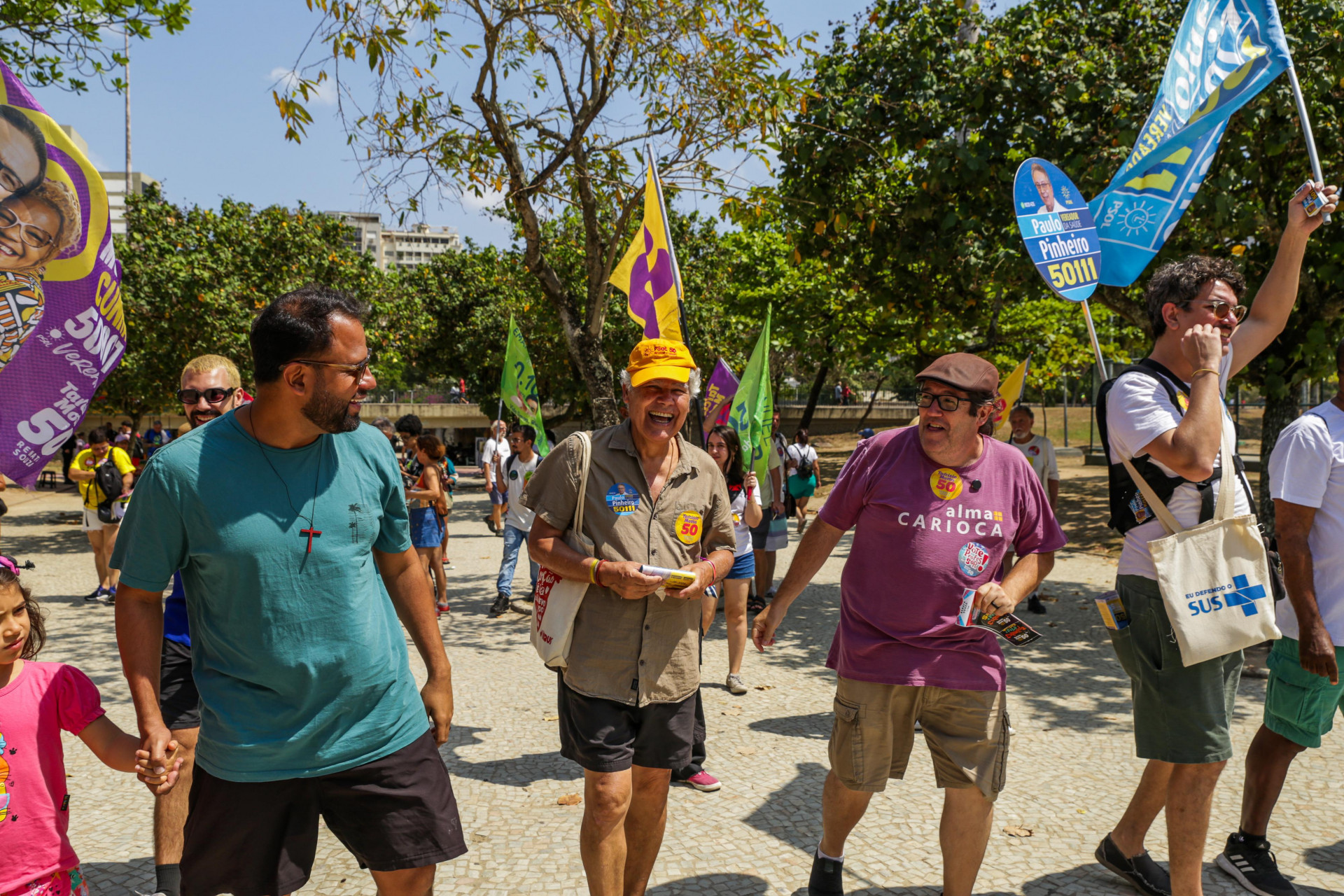 Tarcísio Motta fez panfletagem no Aterro do Flamengo - Divulgação / Marcos Vinícius Souza