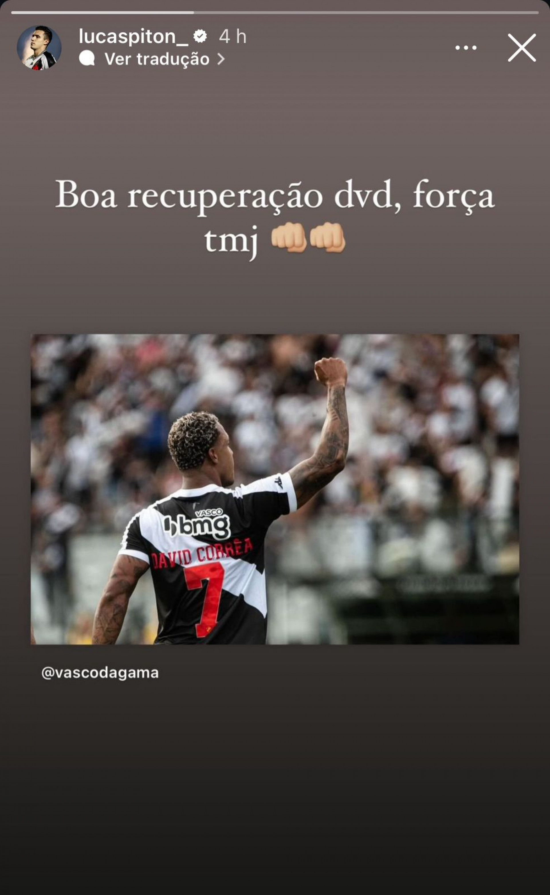 Mensagem de Lucas Piton para David