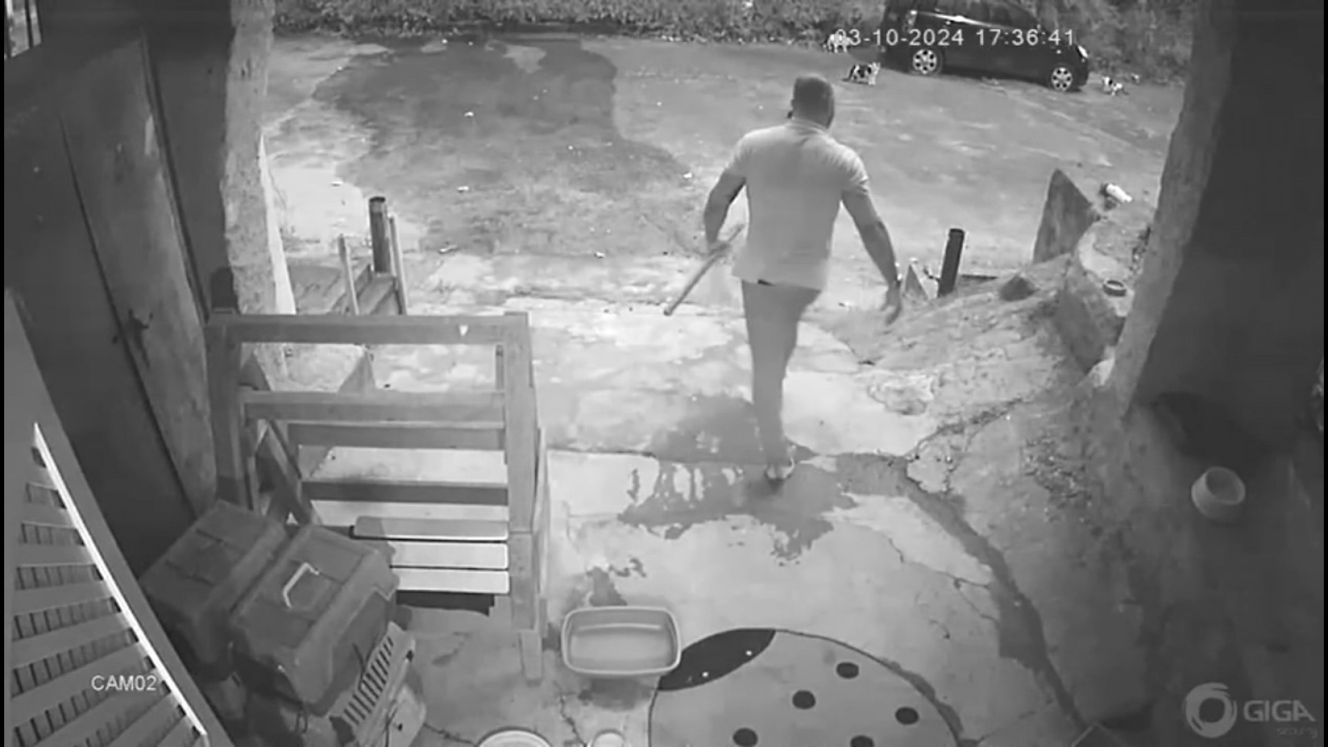 Suspeito foi flagrado com cassetete na mão por câmera de segurança - Reprodução