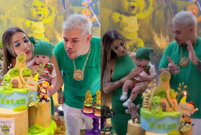 Bia Miranda e DJ Buarque comemoram 4 meses do filho com festão
