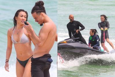 Danni Suzuki e L7nnon surfam juntos em praia do Rio 