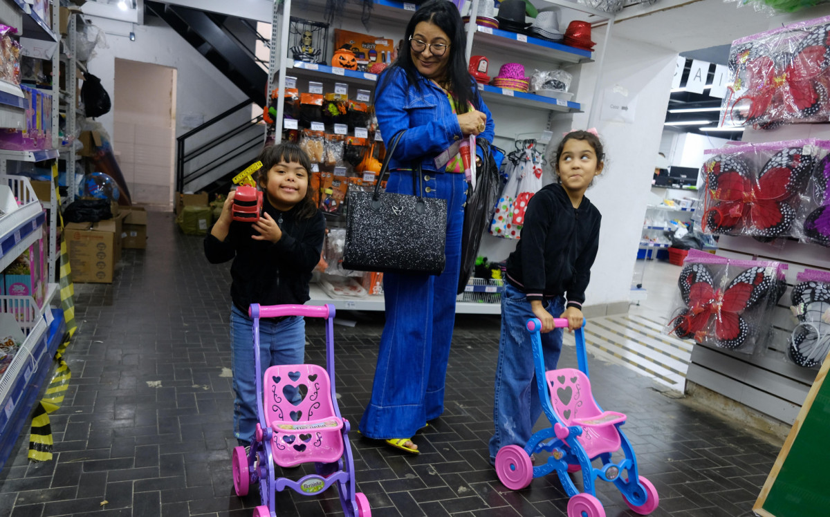 As g&ecirc;meas Laura e Amanda ganham carrinhos da tia Andreia - Pedro Teixeira/Ag&ecirc;ncia O Dia