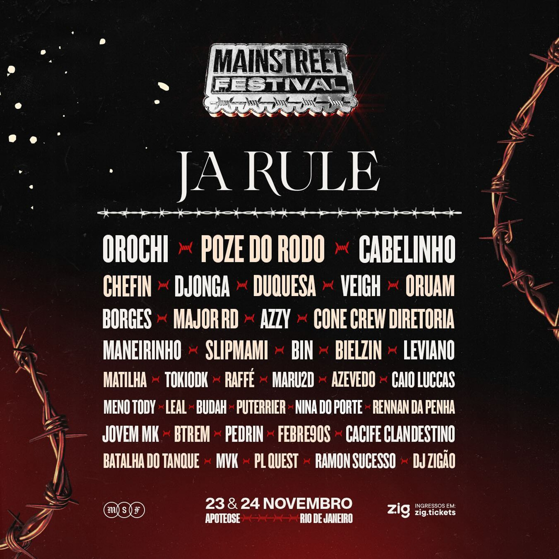 Line-up do Mainstreet Festival 2024 - Reprodução / Instagram 