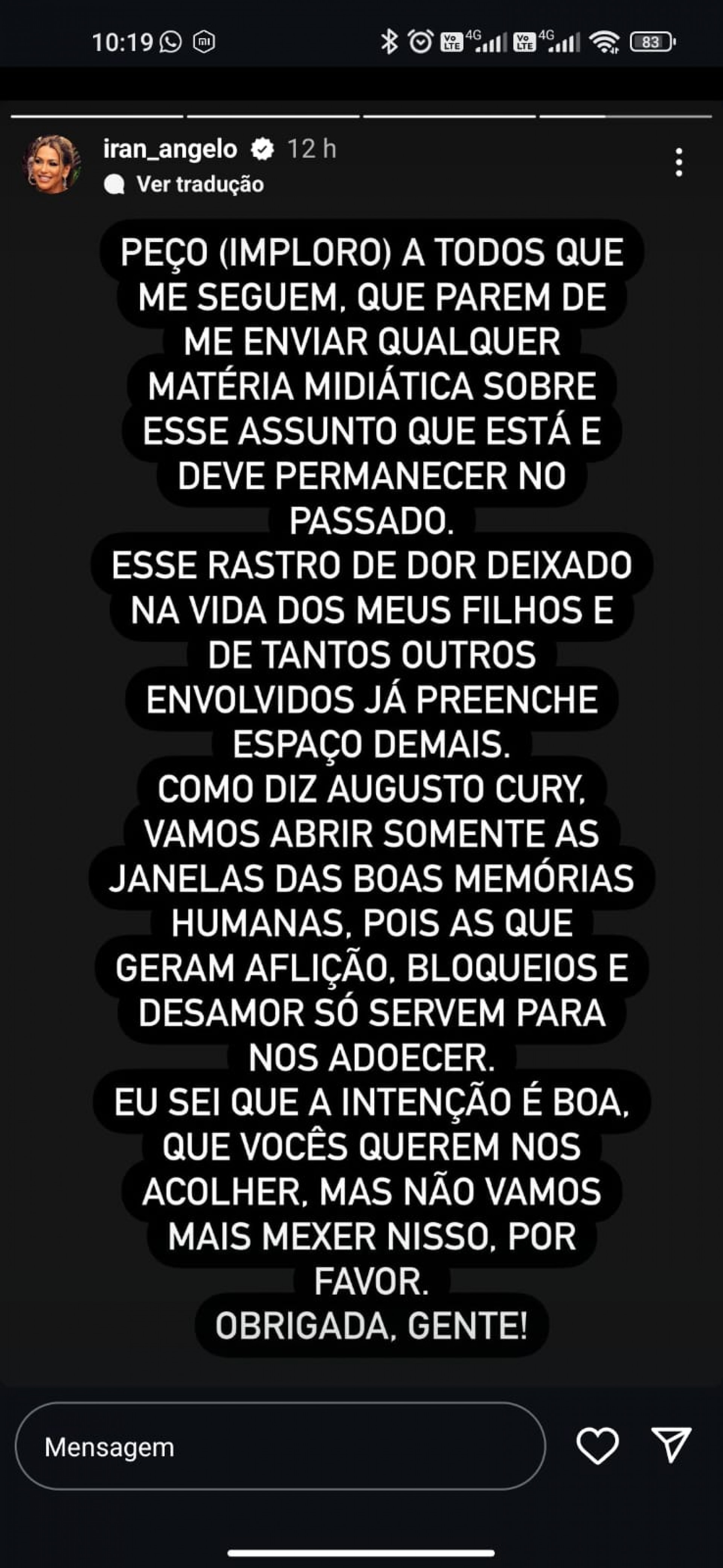 Após anúncio de casamento de Hulk e ex-sobrinha, Iran Ângelo reage - Foto: Reprodução