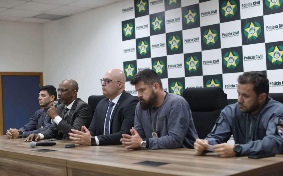 Coletiva de imprensa sobre a operação contra quadrilha de roubos de veículos