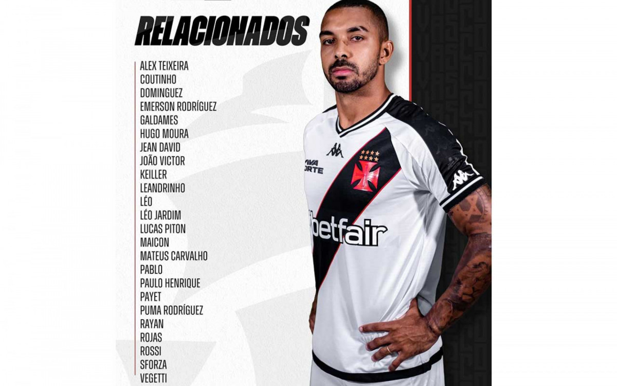 Com retorno, Vasco divulga relacionados para enfrentar o S&atilde;o Paulo