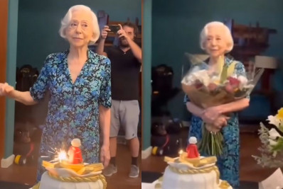 Fernanda Montenegro se emociona ao celebrar 95 anos com festa surpresa no set de filmagem 