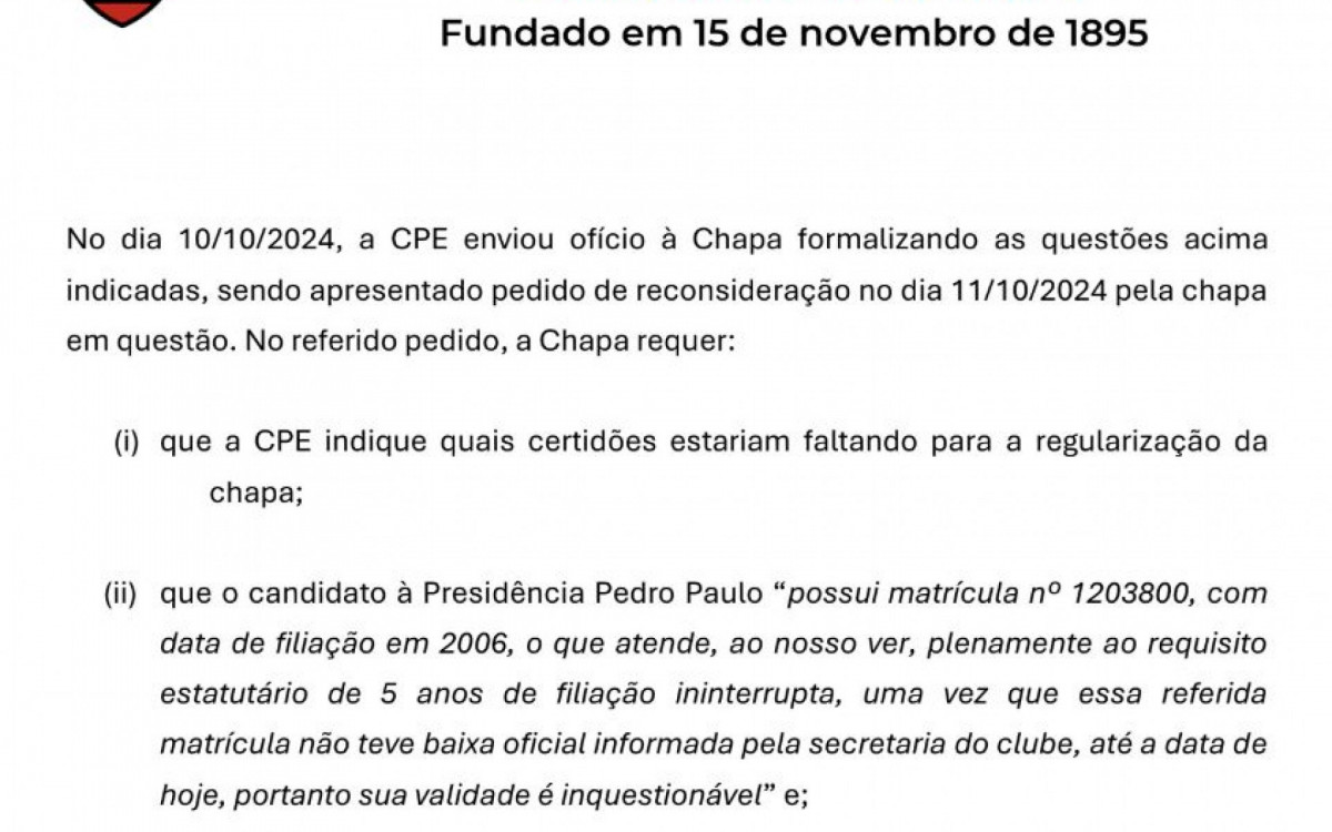 Parecer de Registro de Chapas ? Pleito 2024 ? Triênio 2025/2027 - 2