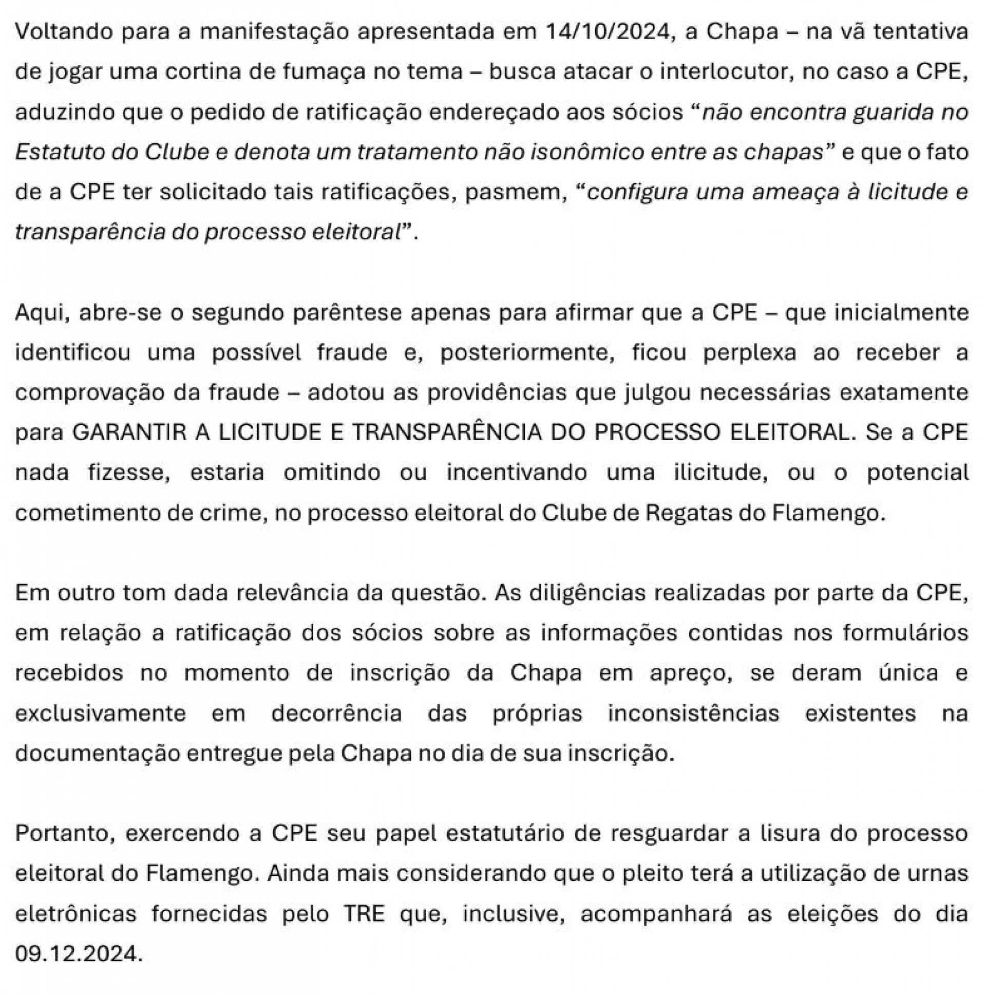 Parecer chapa Wallim Vasconcelos - Imagem: Canal do Youtube Resenha Rubro Negra