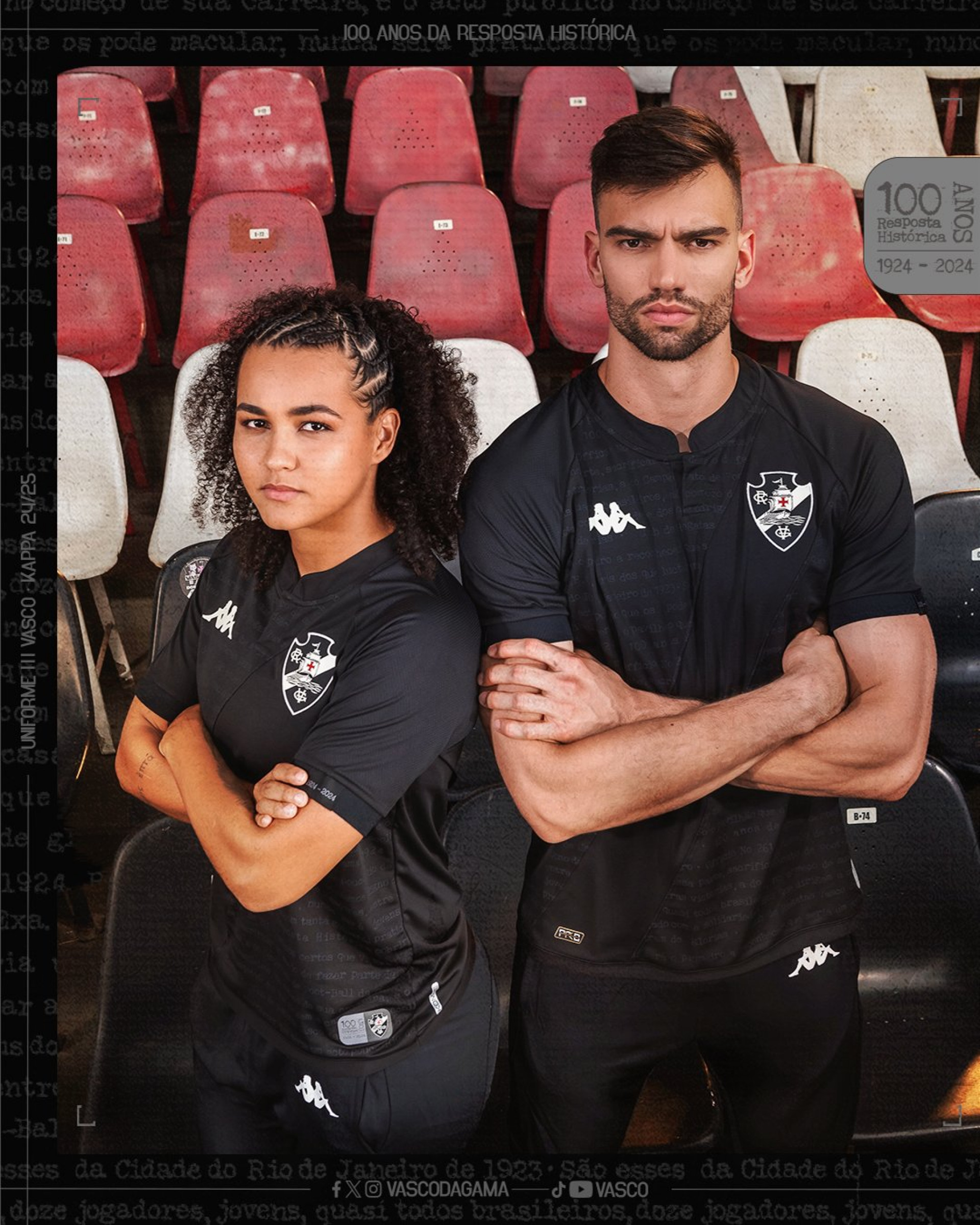 A variação da terceira camisa do Vasco, na cor preta e com escudo antigo, será utilizada pelos goleiros - Divulgação /Alessandra Lima | Movedby