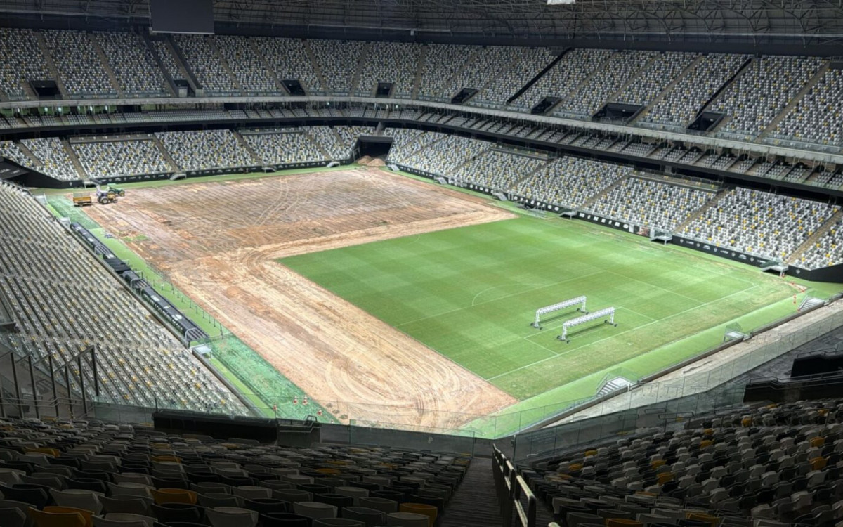 Atlético-MG iniciou troca do gramado da Arena MRV para final da Copa do Brasil contra o Flamengo