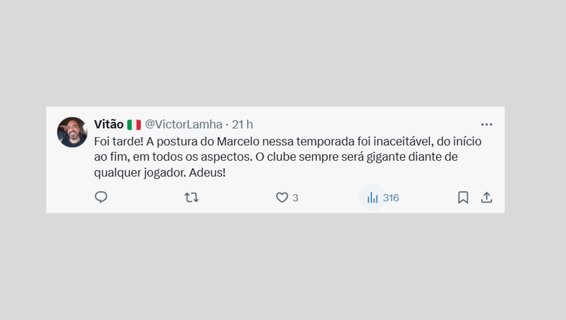 Torcedores comentaram a rescisão de contrato entre Fluminense e Marcelo
- Reprodução X
