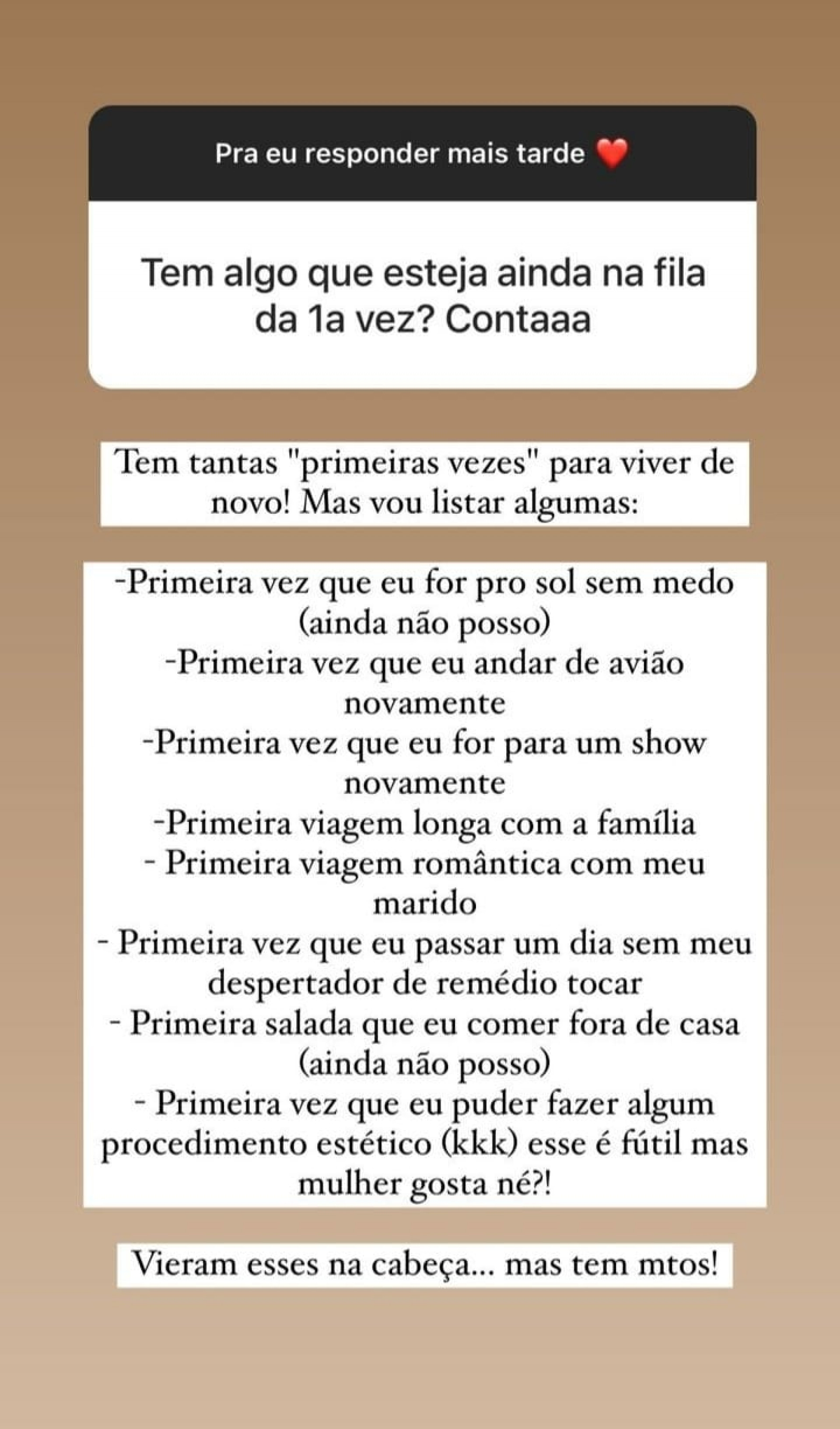 Influenciadora listou desejos para realizar após tratamento da leucemia - Reprodução/Instagram