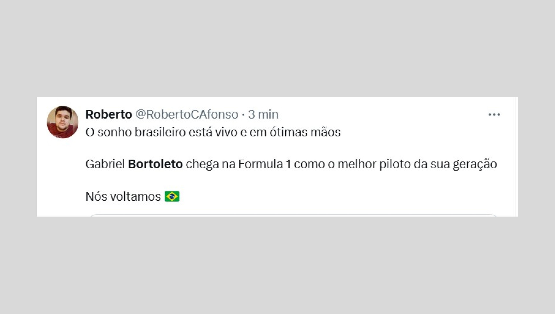Torcedores brasileiros comentaram e celebraram a chegada de Gabriel Bortoleto na Fórmula 1 - Reprodução / X
