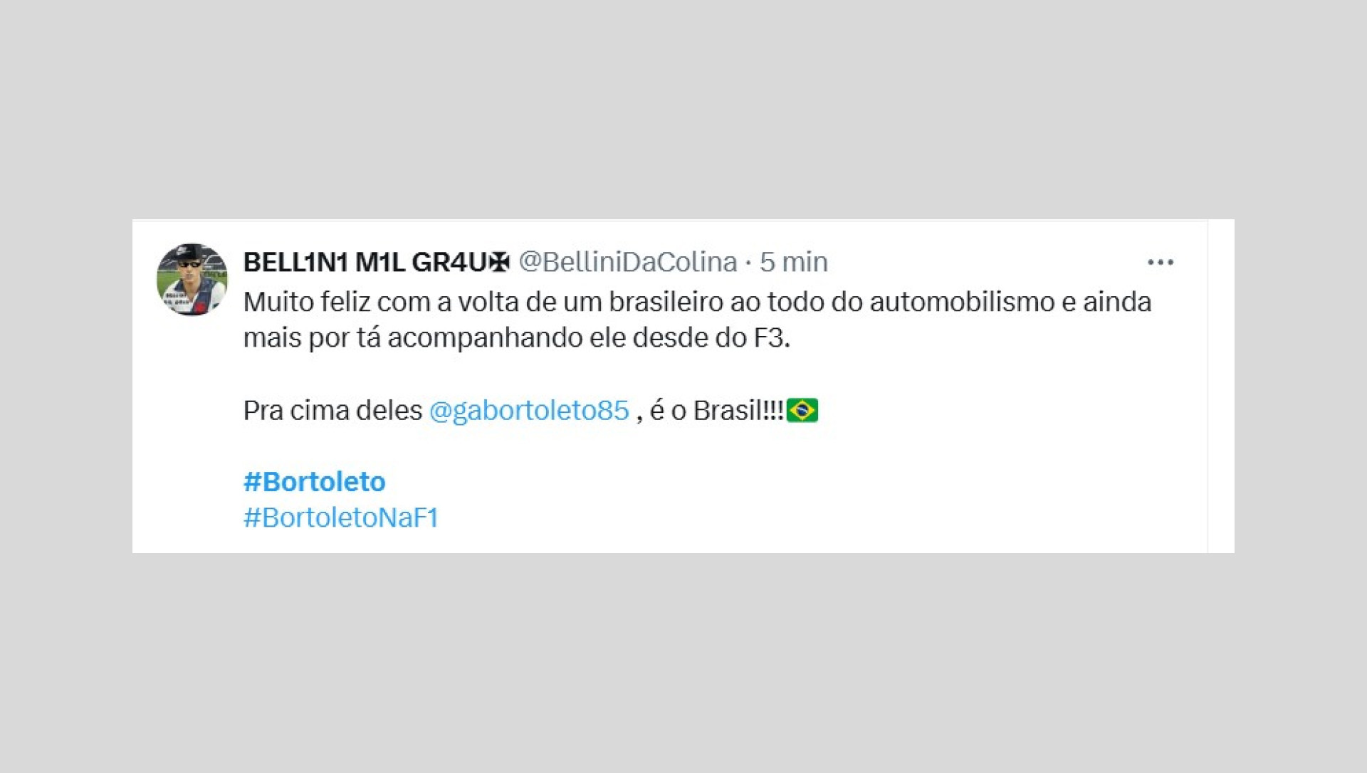 Torcedores brasileiros comentaram e celebraram a chegada de Gabriel Bortoleto na Fórmula 1 - Reprodução / X