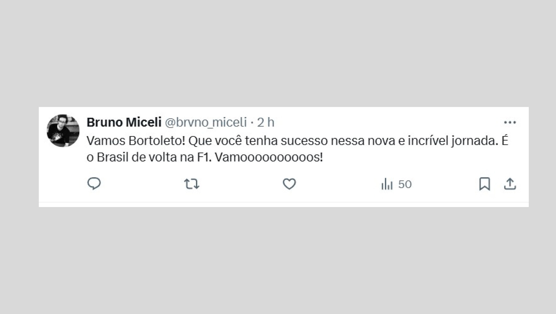 Torcedores brasileiros comentaram e celebraram a chegada de Gabriel Bortoleto na Fórmula 1 - Reprodução / X