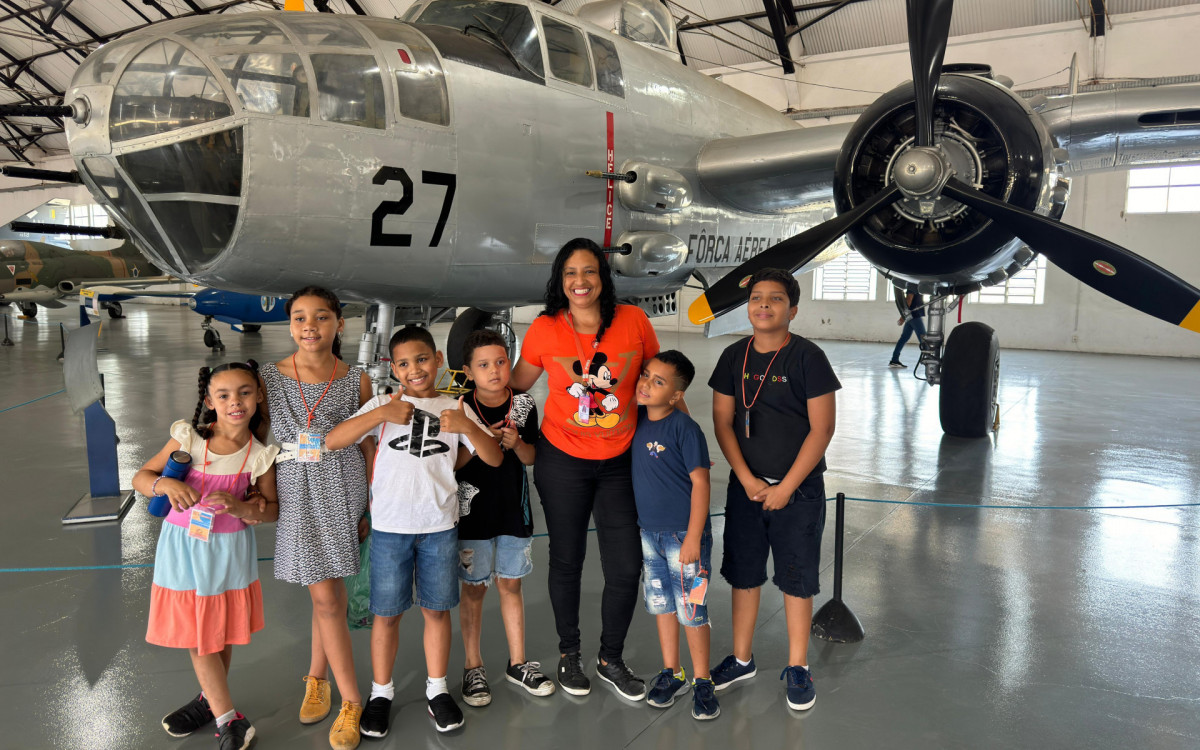 A criançada vivenciou um um dia memorável no Museu Aeroespacial, localizado no Campo dos Afonsos - Rio de Janeiro