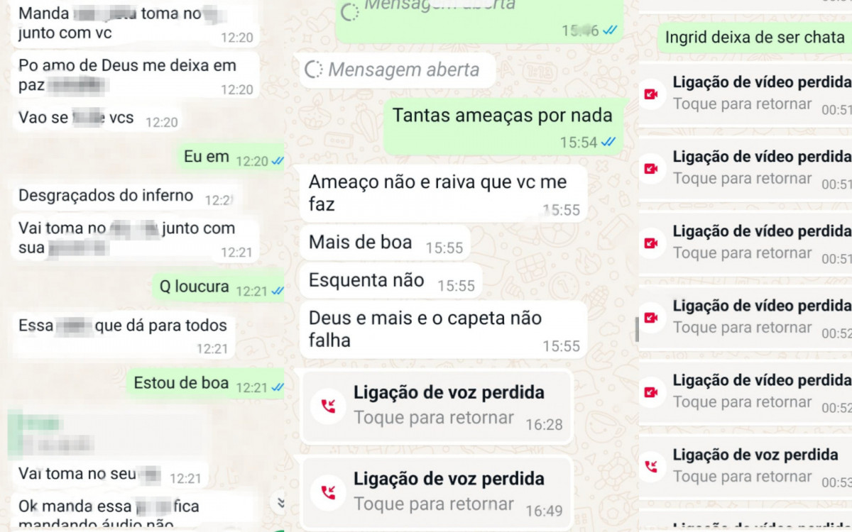 Homem mostrou prints com ofensas e ameaças feitas por Ingrid Oliveira Félix 