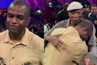 Vídeo! Pretinho da Serrinha se emociona com participação de Milton Nascimento em show