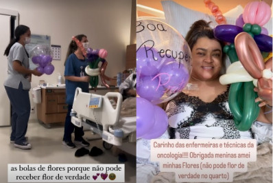 Internada, Preta Gil é surpreendida por enfermeiras com presente