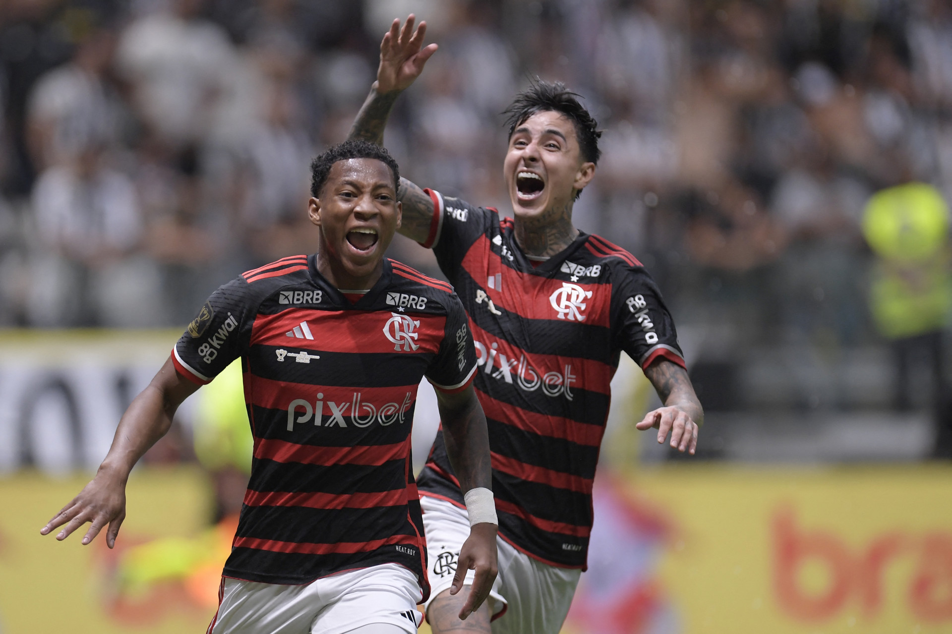 O atacante equatoriano Gonzalo Plata foi o autor do gol do t&iacute;tulo rubro-negro na Arena MRV, em Minas - DOUGLAS MAGNO / AFP