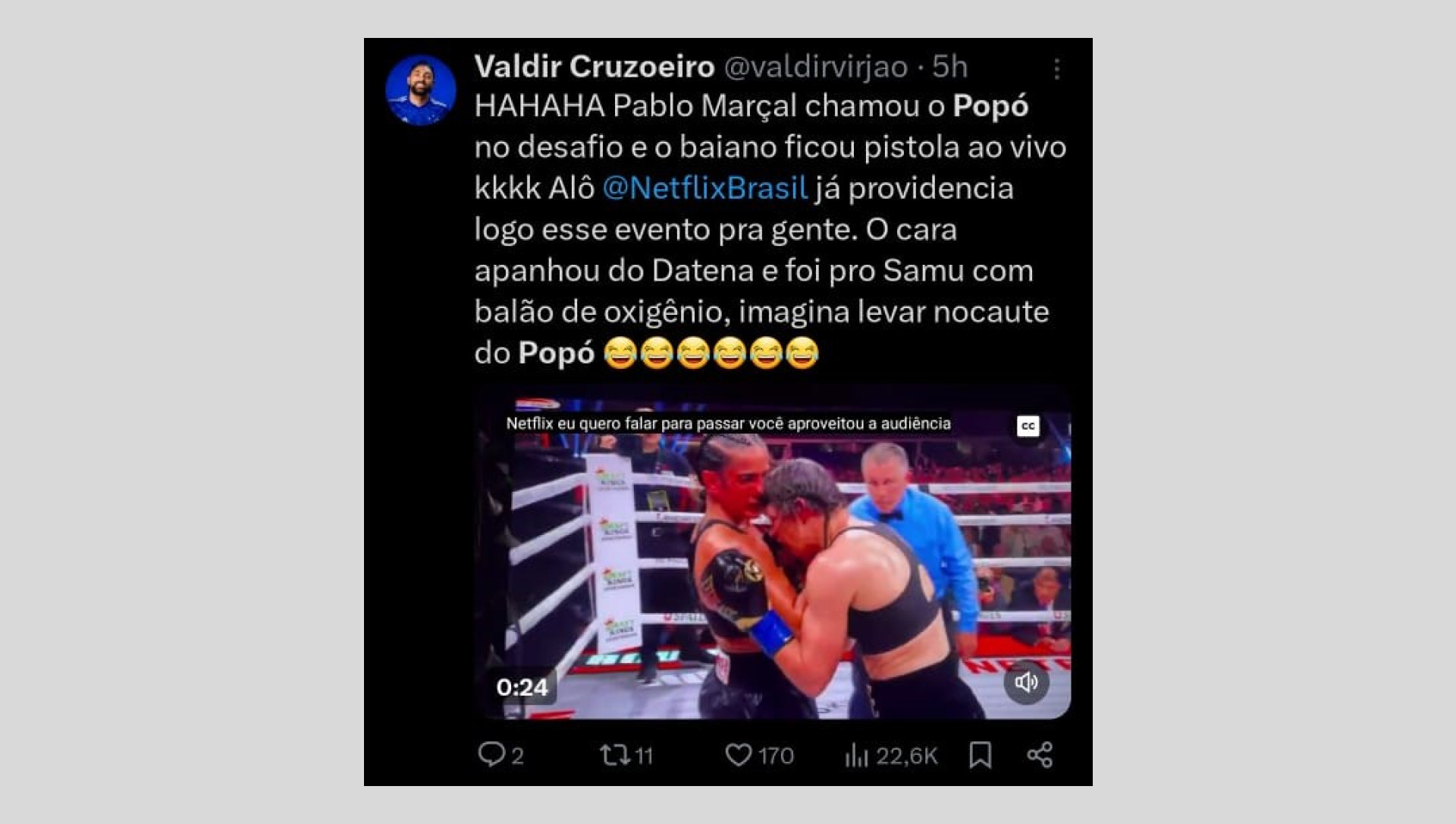 Internauta comentaram o desafio de Popó e Pablo Marçal - Reprodução de Internet