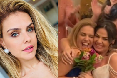Paloma Bernardi leva a melhor na disputa por buquê de noiva e brinca: 'O VAR pode provar'