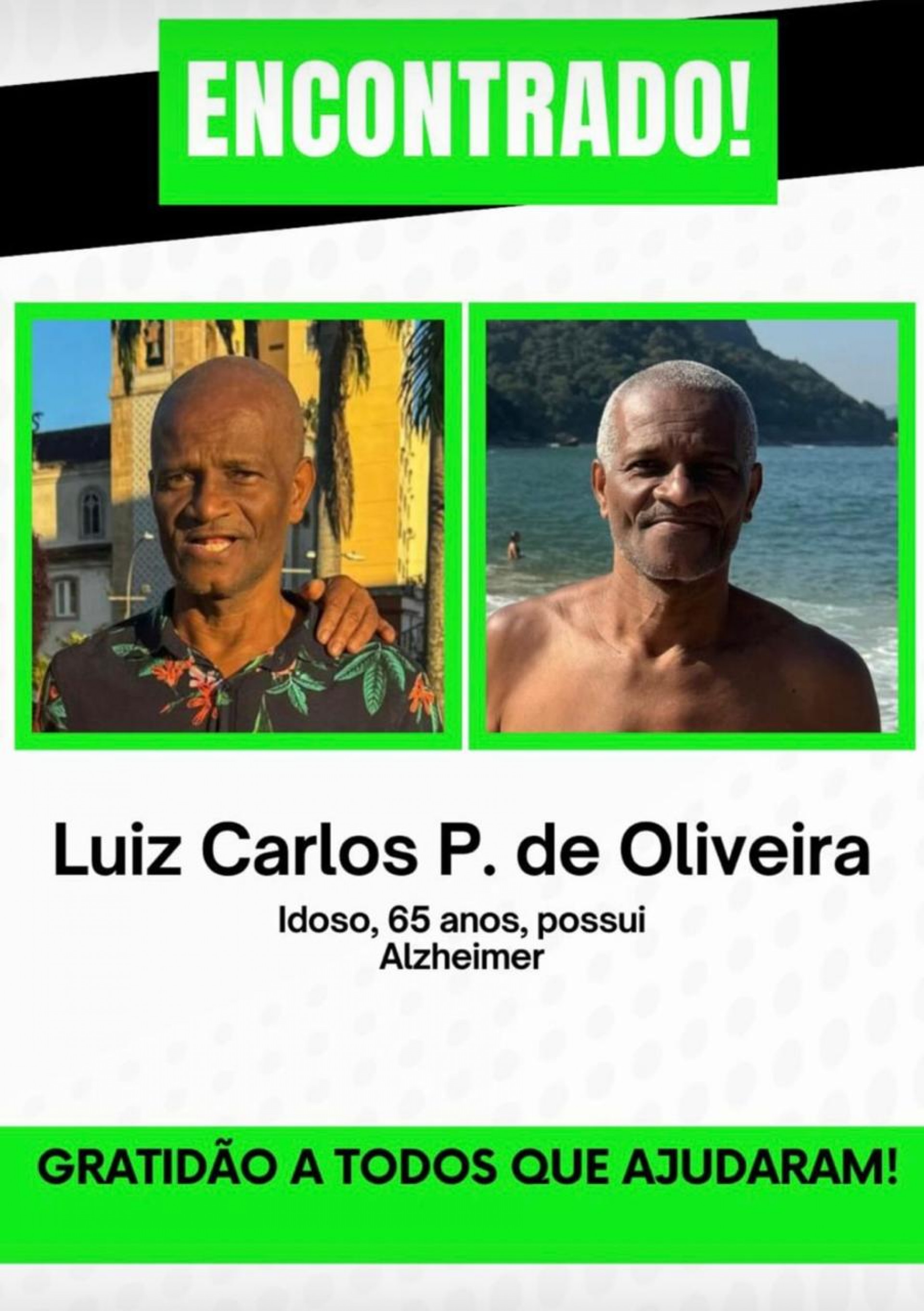 Idoso foi localizado no Hospital Albert Schweitzer, em Realengo