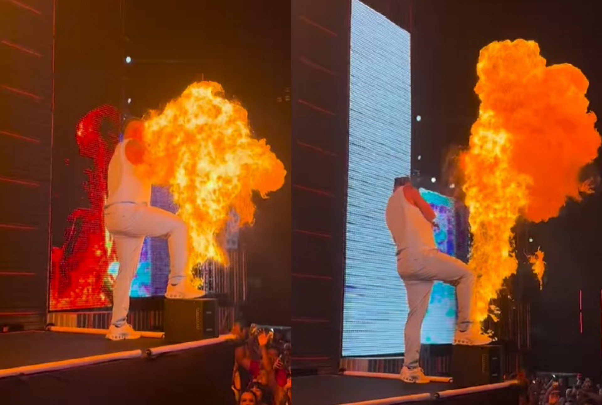 Major RD é atingido por fogo durante show - Reprodução do Instagram