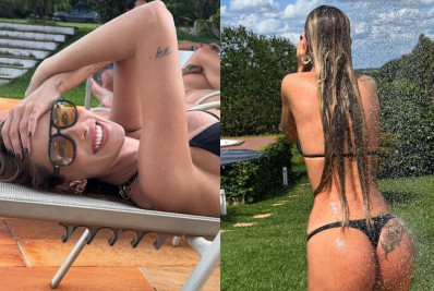 Yasmin Brunet exibe bumbum redondinho durante banho de chuveirão