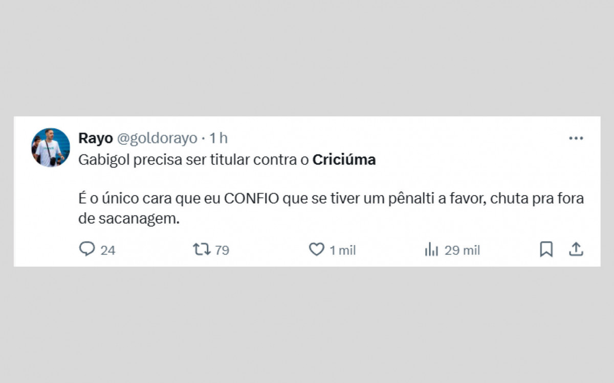 Torcedores do Flamengo querem ver o time perder para o Criciúma para prejudicar o rival Fluminense