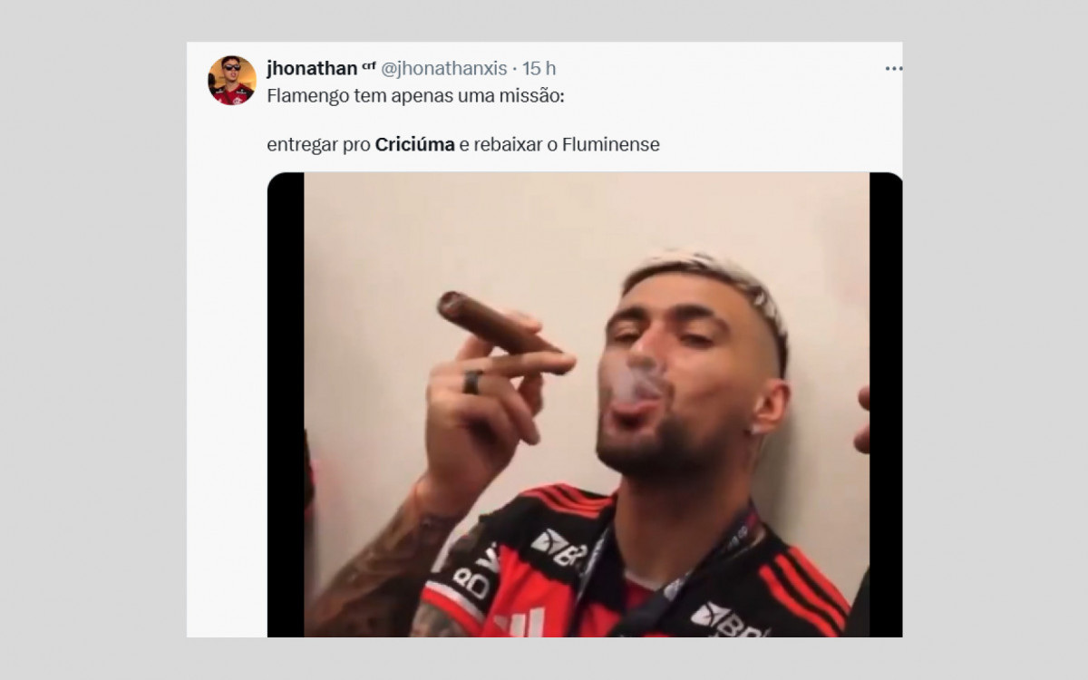 Torcedores do Flamengo querem ver o time perder para o Criciúma para prejudicar o rival Fluminense