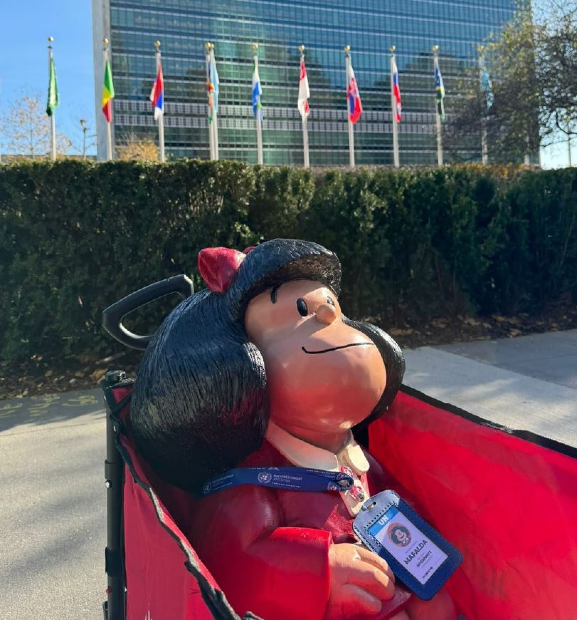 A visita de Mafalda à ONU foi uma celebração dos 60 anos da personagem - Reprodução / Instagram