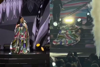 Vídeo! Laura Pausini leva tombo durante show na Itália