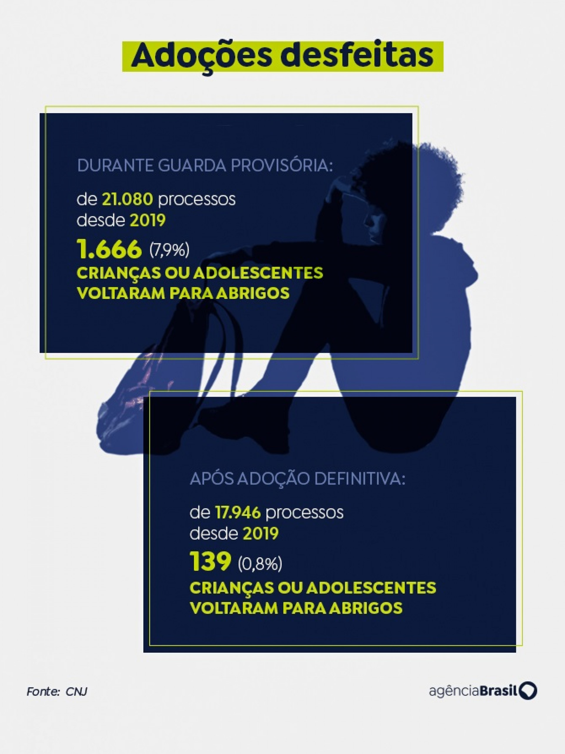 Desistência acontece mais frequentemente durante o processo de guarda provisória - Arte/Agência Brasil