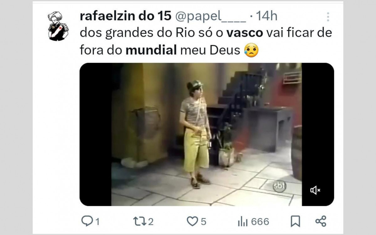 O fato do Vasco ser o único grande do Rio fora do Mundial gerou piadas e brincadeiras na internet