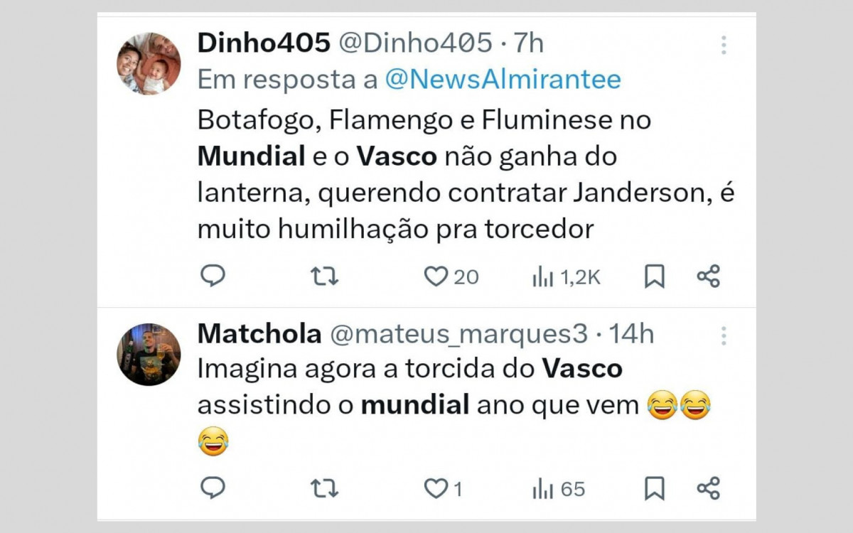O fato do Vasco ser o único grande do Rio fora do Mundial gerou piadas e brincadeiras na internet