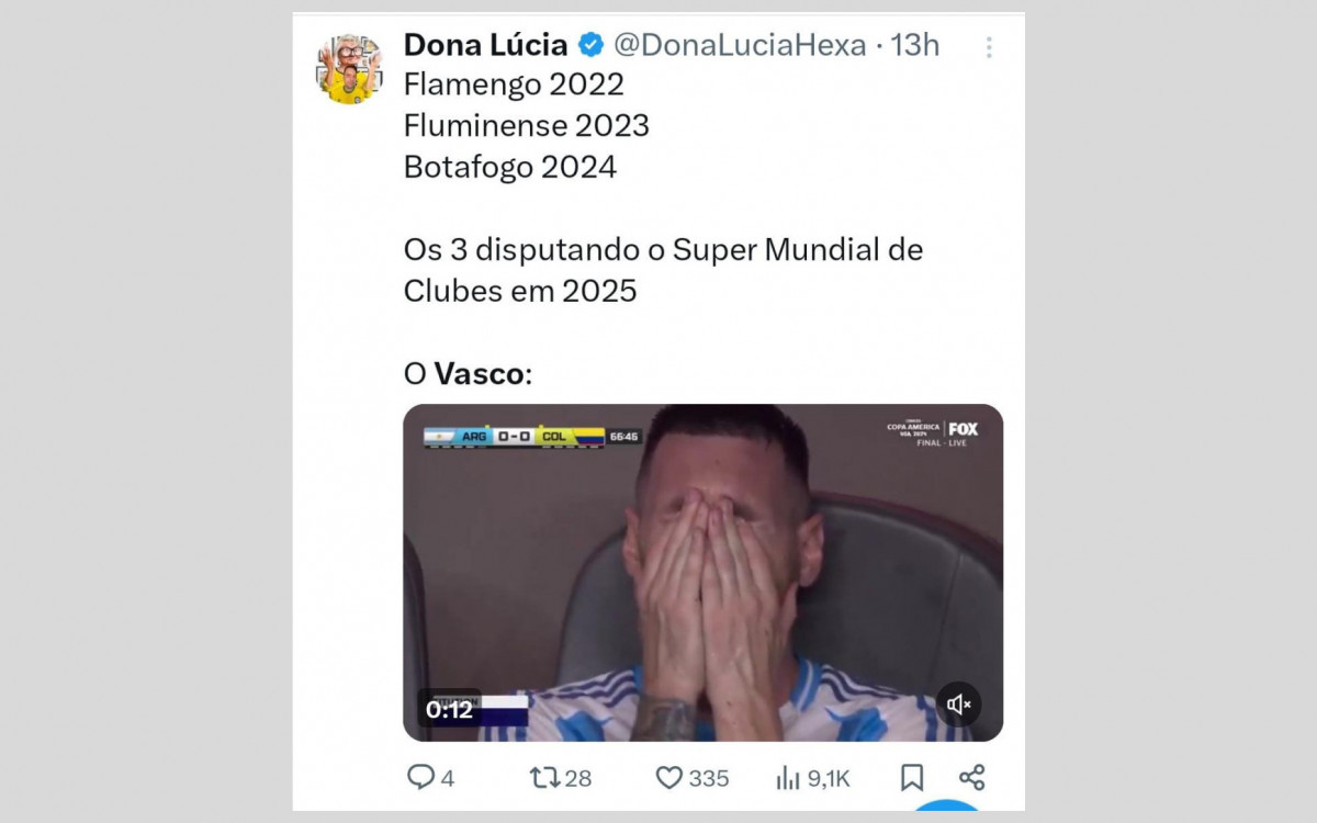 O fato do Vasco ser o único grande do Rio fora do Mundial gerou piadas e brincadeiras na internet