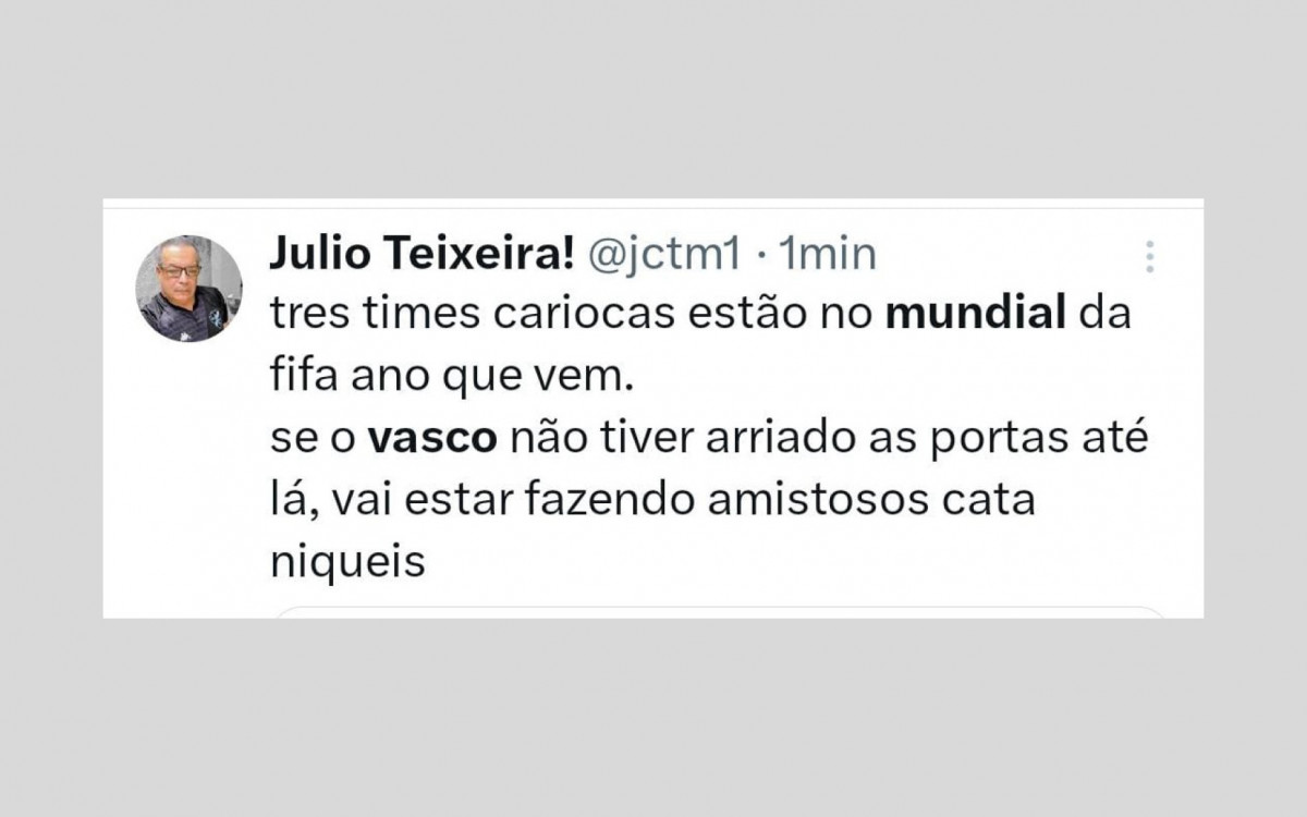 O fato do Vasco ser o único grande do Rio fora do Mundial gerou piadas e brincadeiras na internet