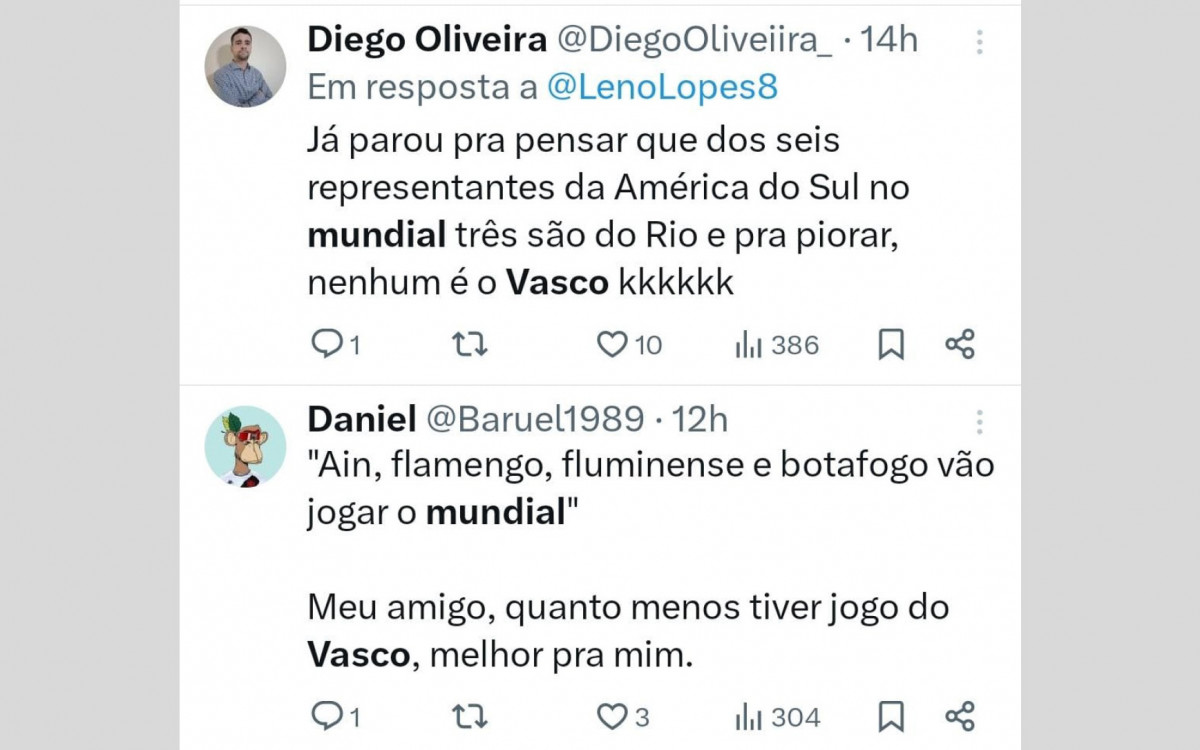 O fato do Vasco ser o único grande do Rio fora do Mundial gerou piadas e brincadeiras na internet