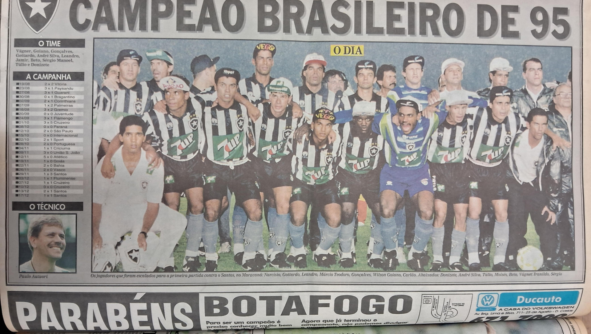 Pôster do Botafogo campeão do Brasileiro de 1995