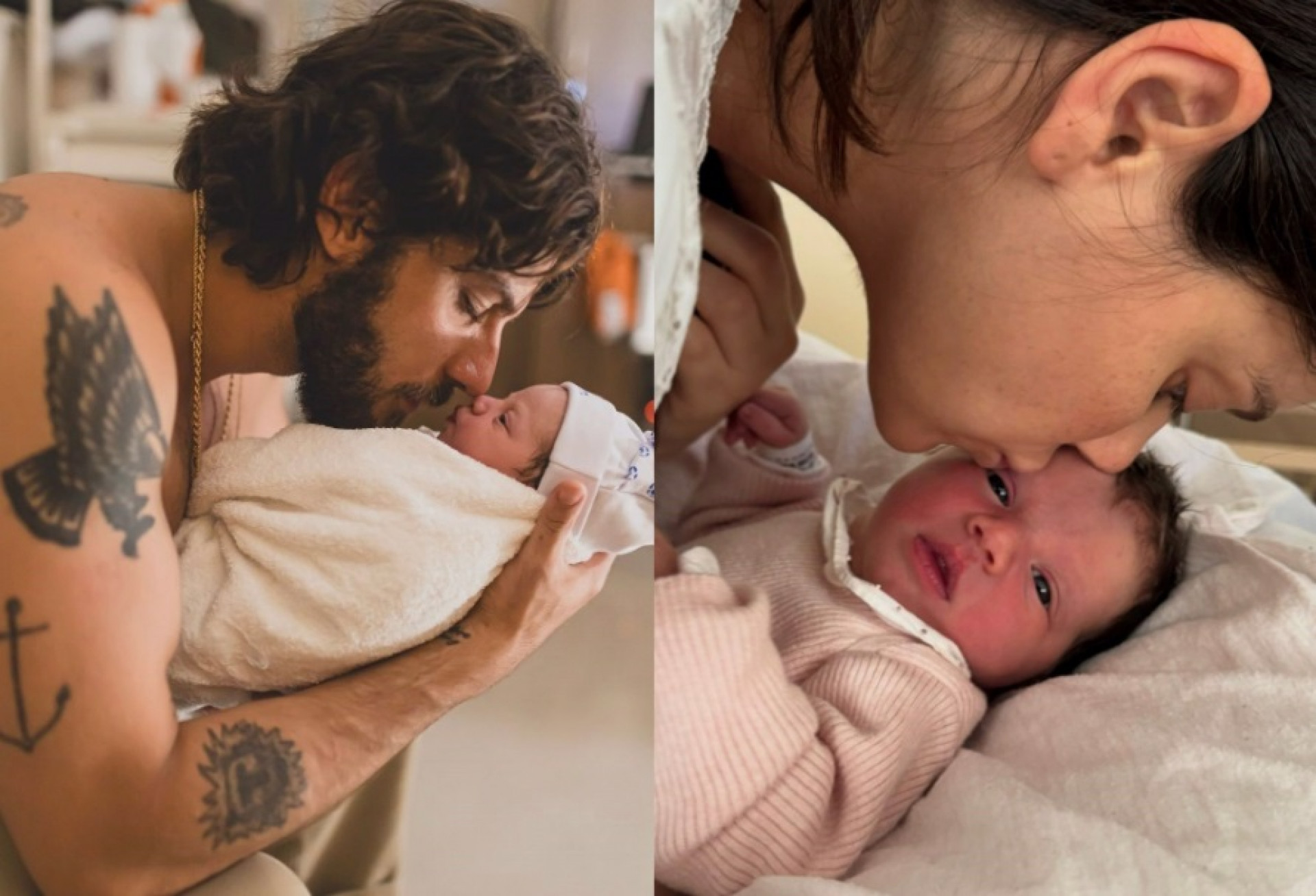 Chay Suede e Laura Neiva em fotos com a filha recém-nascida  - Reprodução/Instagram