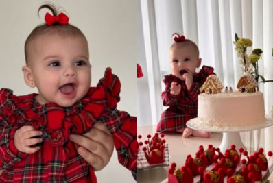 Helena, filha de Neymar e Amanda Kimberlly, ganha festa natalina para celebrar cinco meses