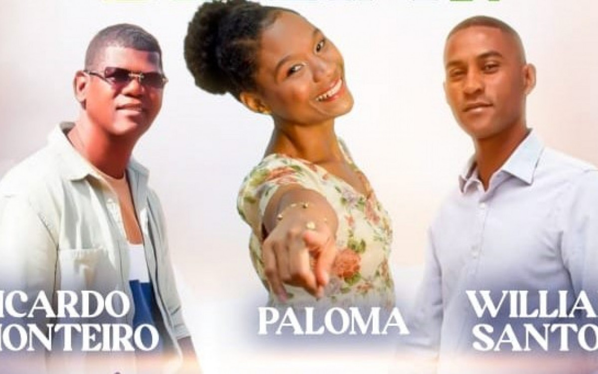 As atrações confirmadas incluem os cantores Ricardo Monteiro, Paloma e Willian Santos - Divulgação