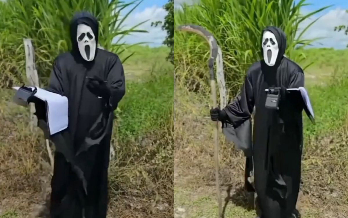 2 - \'Amostradinho\': em abril deste ano, o criador de conteúdo Matheus Cobertura começou a fazer vídeos em que se vestia com a máscara da franquia de filmes de terror \'Pânico\' e comentava imagens de pessoas que desafiavam a morte. Desde então, a frase \