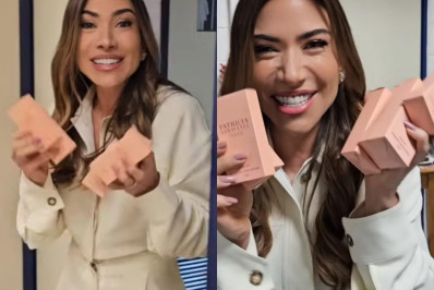 Patricia Abravanel distribui perfumes Jequiti para funcionários da TV Globo
