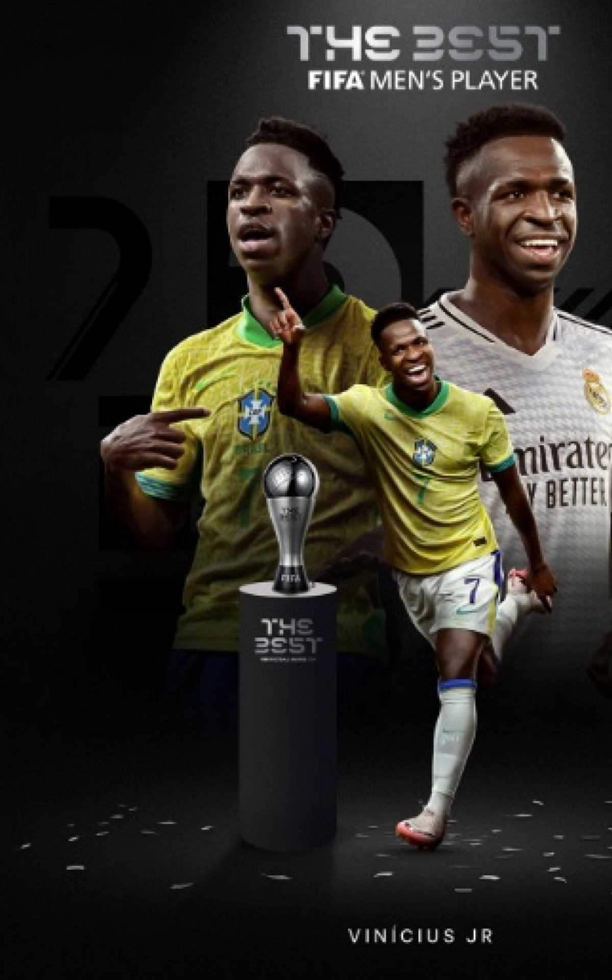 Vini Jr foi eleito o melhor jogador do mundo no Fifa The Best 2024 - Reprodução / X
